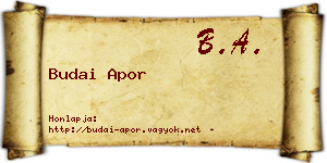 Budai Apor névjegykártya